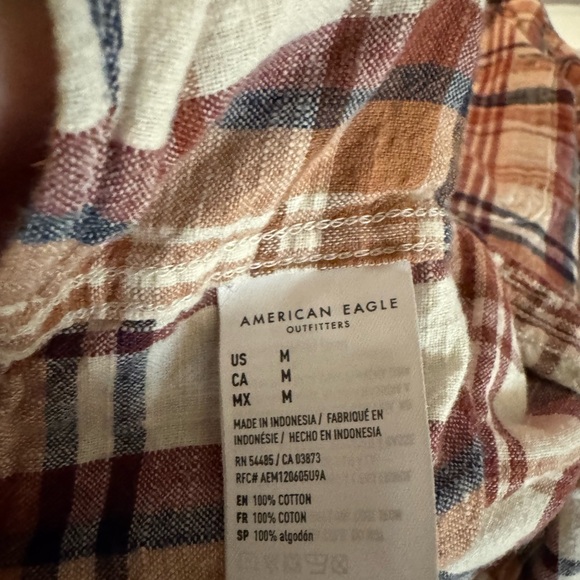 American Eagle Outfitters Brown and White Plaid Shirt - Picture 5 of 5